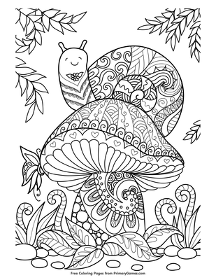Mushrooms Coloring Book AdultcoloringbookZ
