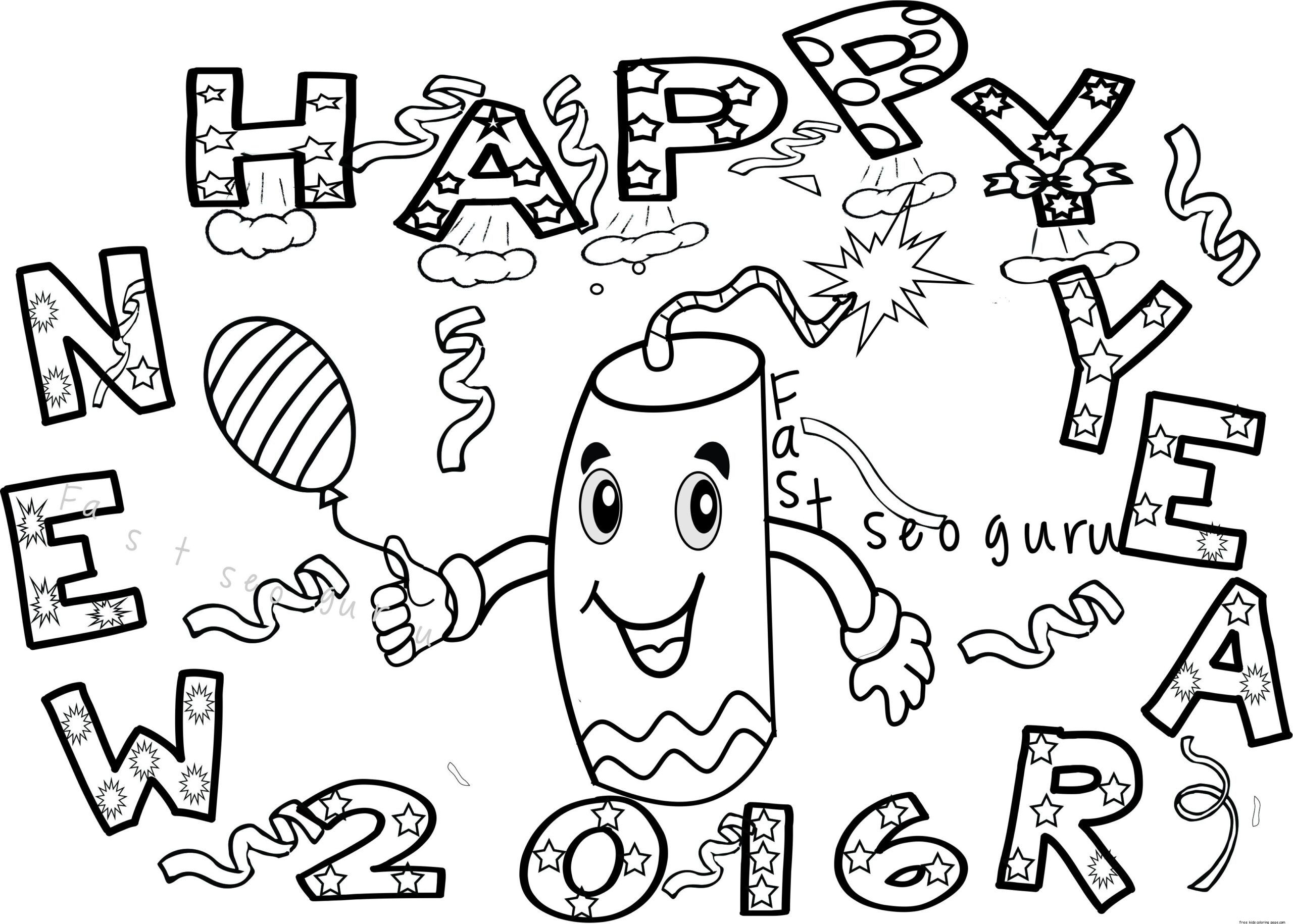 New Years Coloring Pages Printable 2025 Free Rene U Eggers