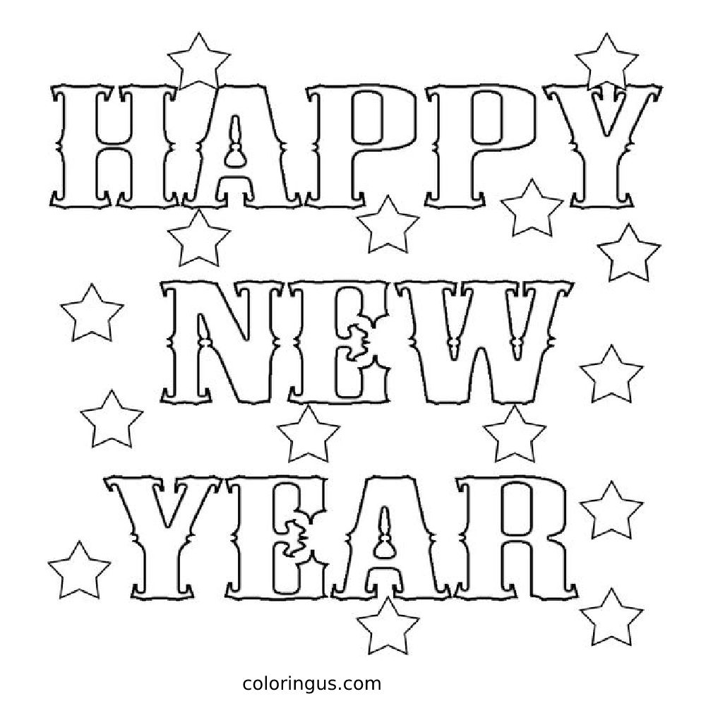 New Years Day Coloring Page Free Printable PDF 