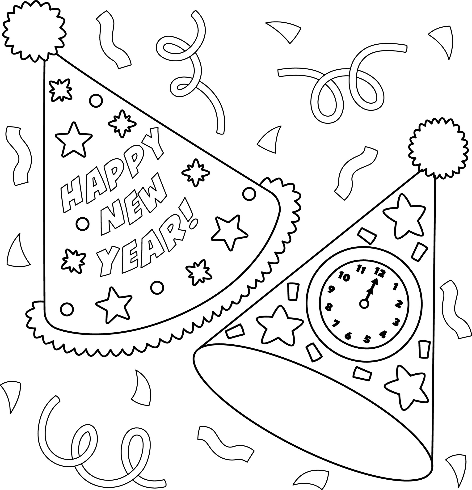 New Years Eve Party Hat Coloring Page For Kids Fun Free Coloring Pages