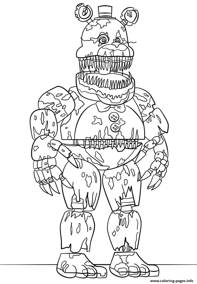 Nightmare Fredbear Scary Fnaf Coloring Pages Printable Nightmare Fredbear Scary Fnaf Coloring Pages Printable