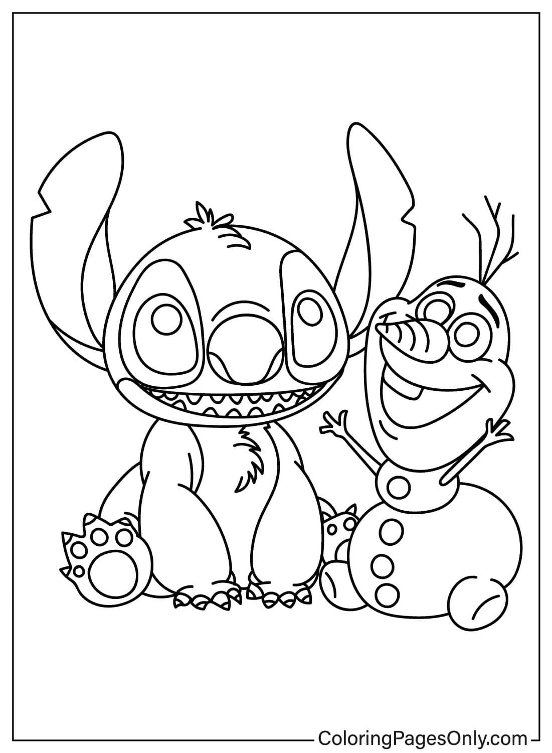 Olaf And Stich Free Printable Coloring Pages
