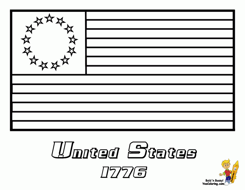 Original American Flag Coloring Page Coloring Nation