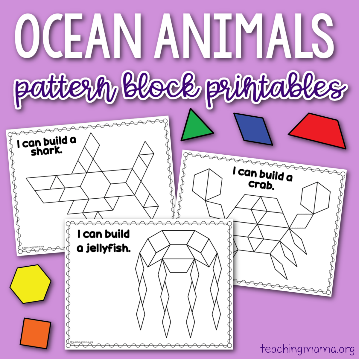 Pattern Block Printables For Ocean Animals Online Social Shop