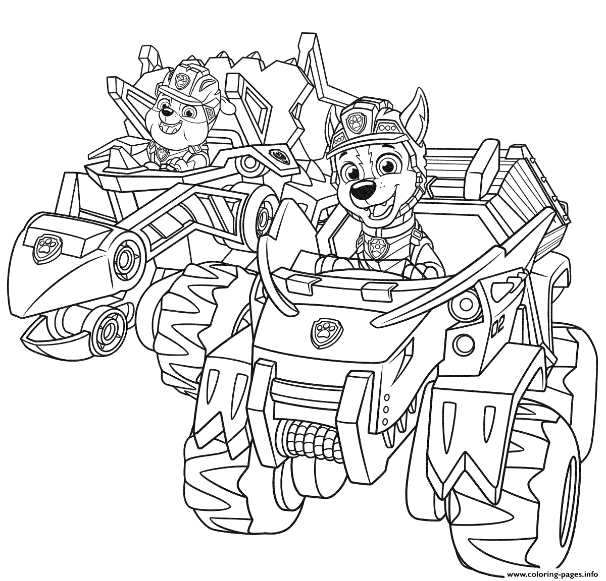 Paw Patrol Dino Rescue Cars Coloring Page Printable Paw Patrol Dino Rescue Cars Coloring Page Printable