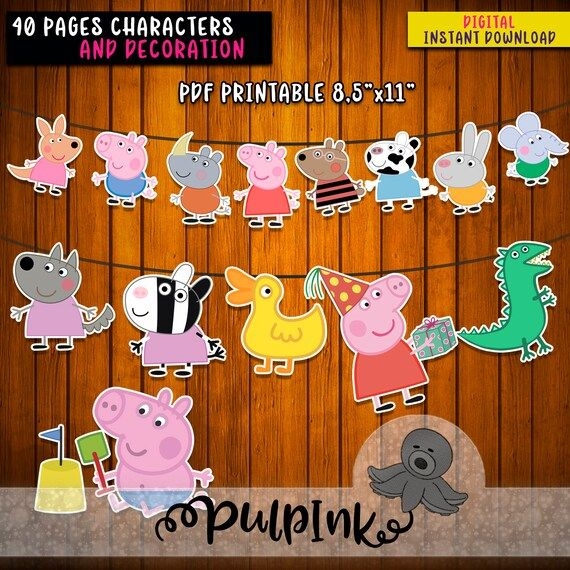 Peppa Pig And Friends Banner Printable Peppa Pig Characters Etsy