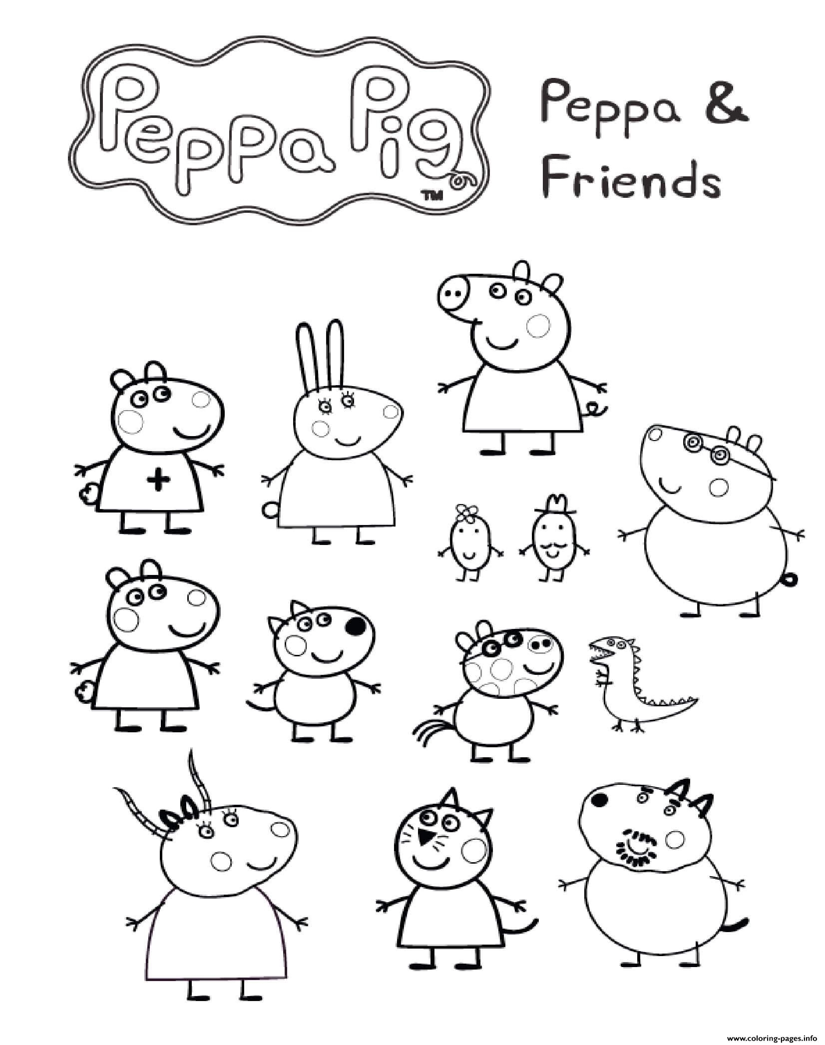 Peppa Pig And Friends Coloring Page Printable Peppa Pig Coloring Home 