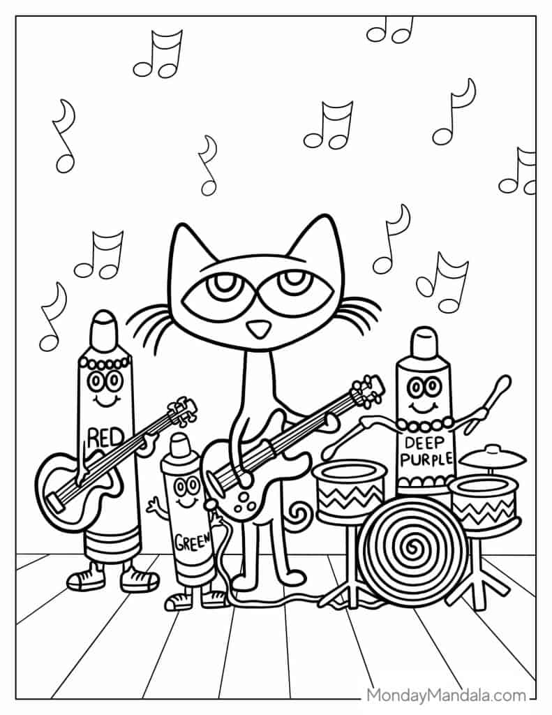 Pete The Cat Coloring Page Pdf Infoupdate