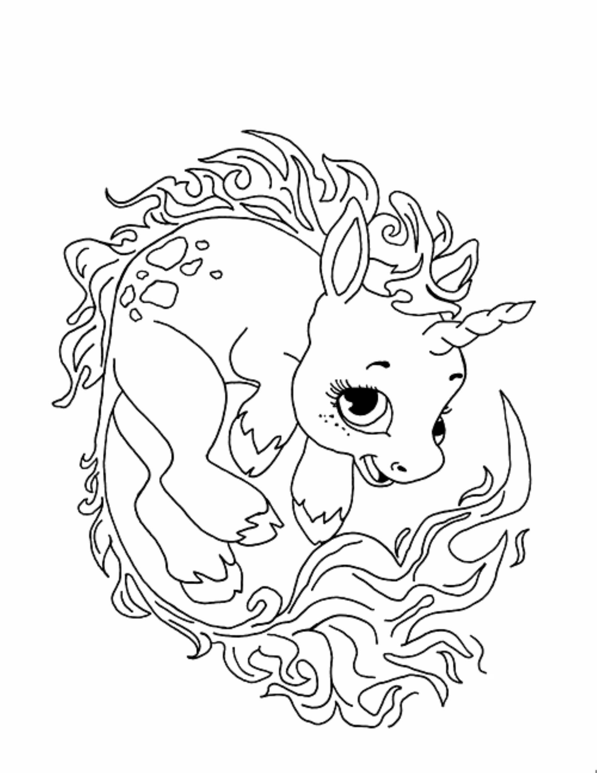 unicorn color page free printable