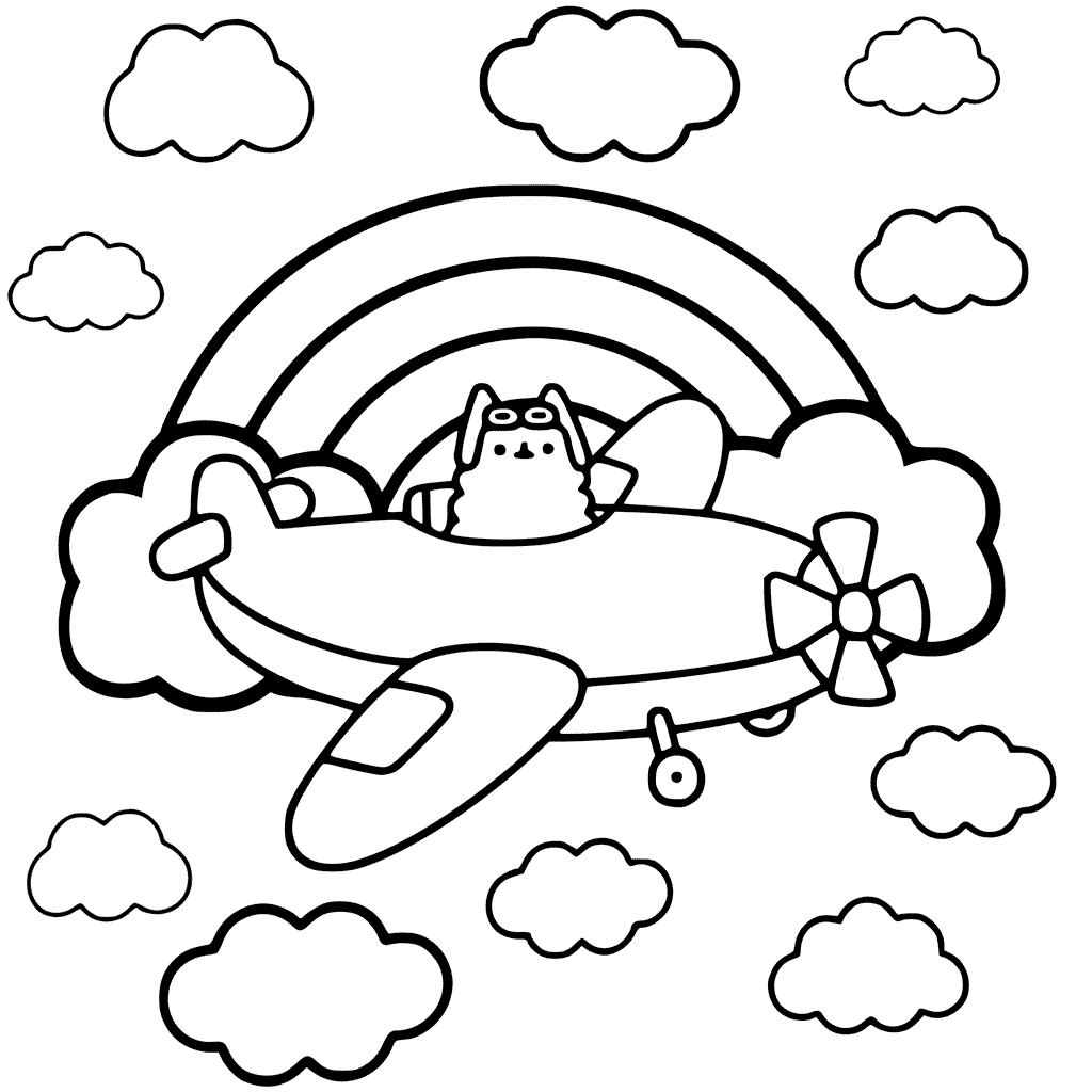 Pilot Pusheen Cat Coloring Pages Free Printable Coloring Pages