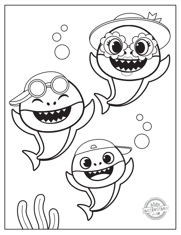 free printable baby shark coloring pages