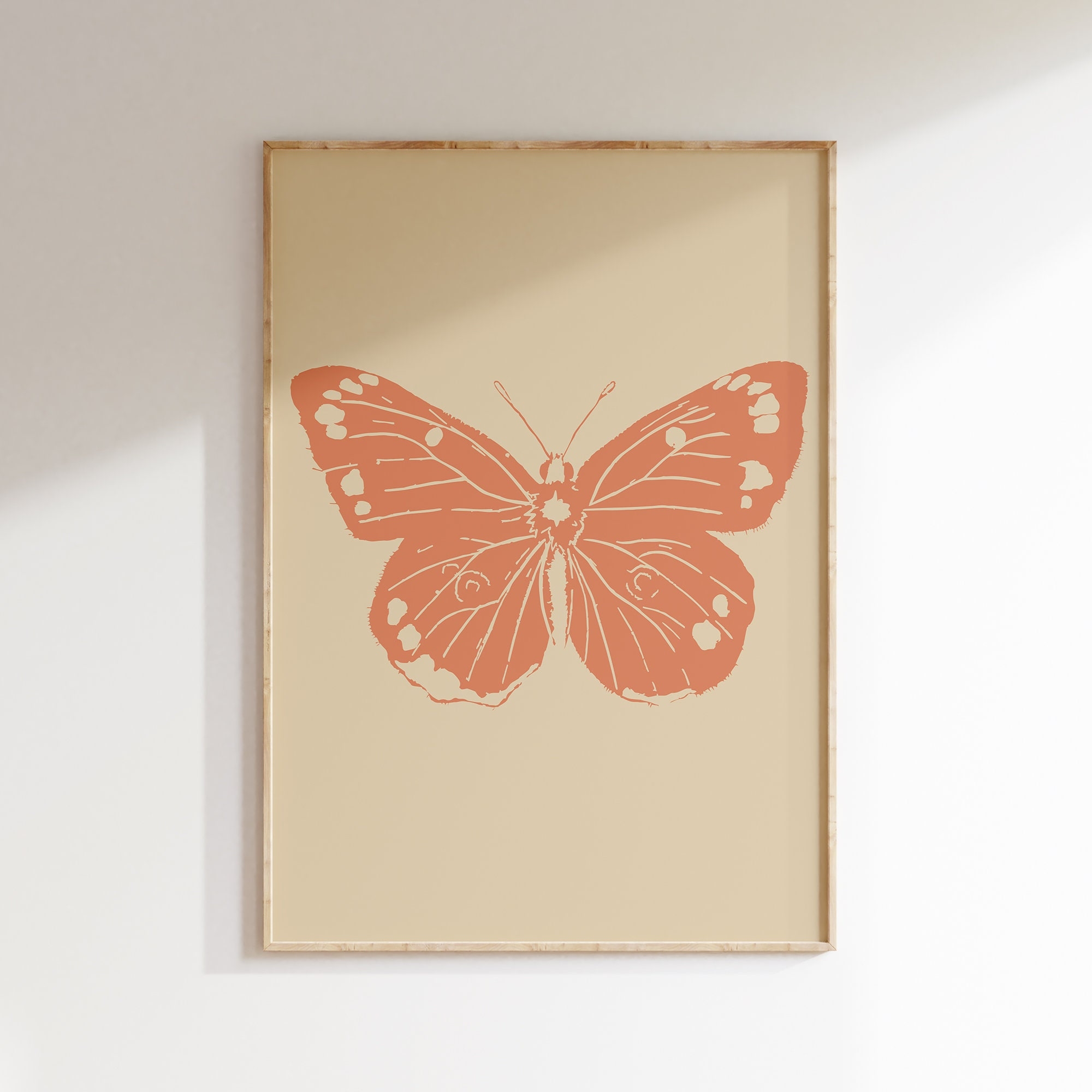 Pink Butterfly Printable Colorblock Wall Art Retro 70s Style Art Pink Butterfly Printable Colorblock Wall Art Retro 70s Style Art