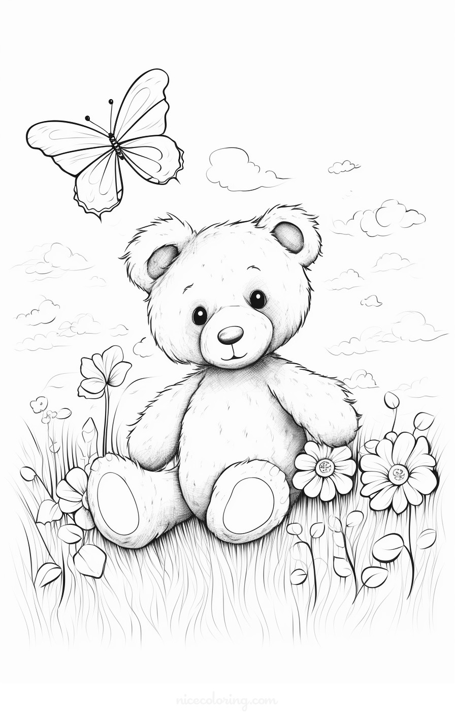 Playful Bear Family Forest Coloring Page