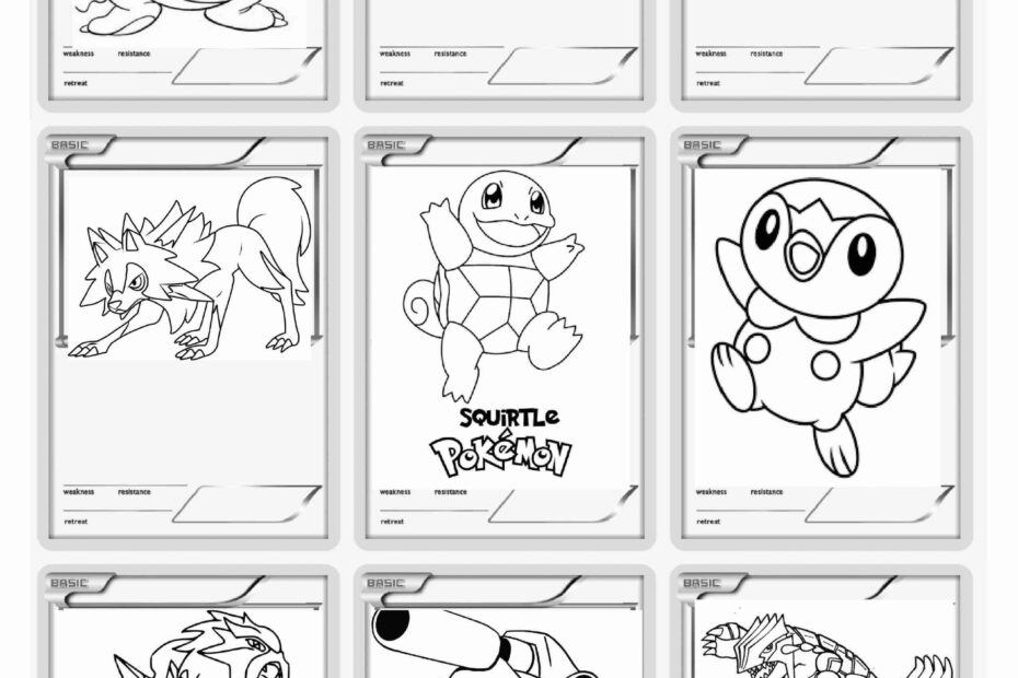 Pokemon Cards Coloring Pages Free