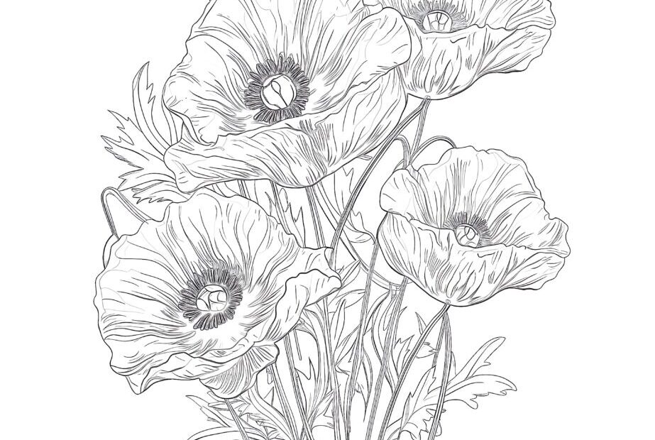 Poppy Flower Coloring Page Printable Infoupdate