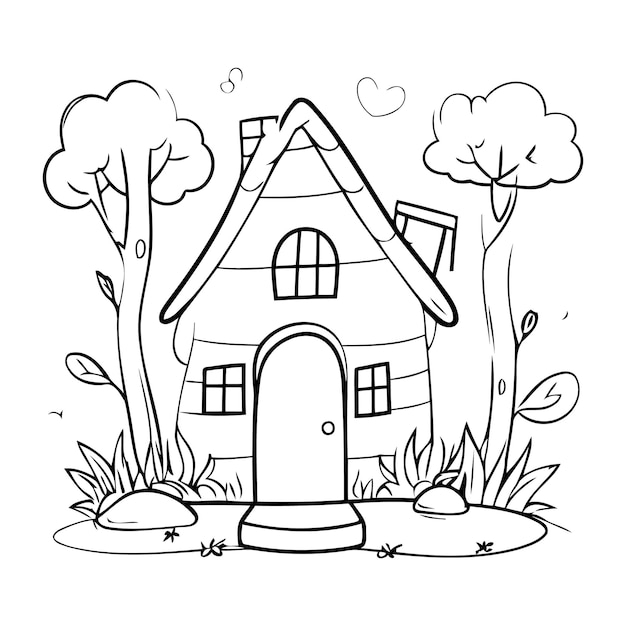 Premium Vector Cute House Coloring Page For Kids Coloring Book Premium Vector Cute House Coloring Page For Kids Coloring Book