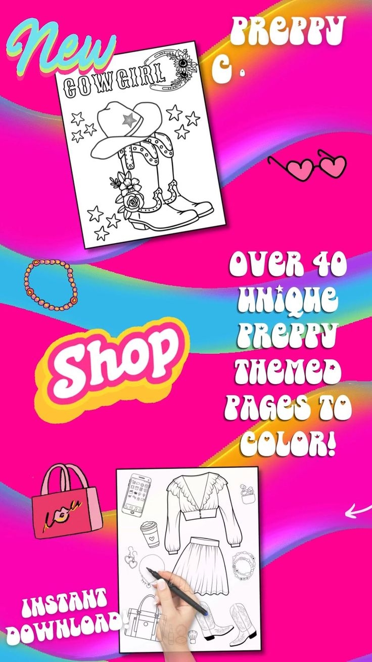 aesthetic preppy coloring pages