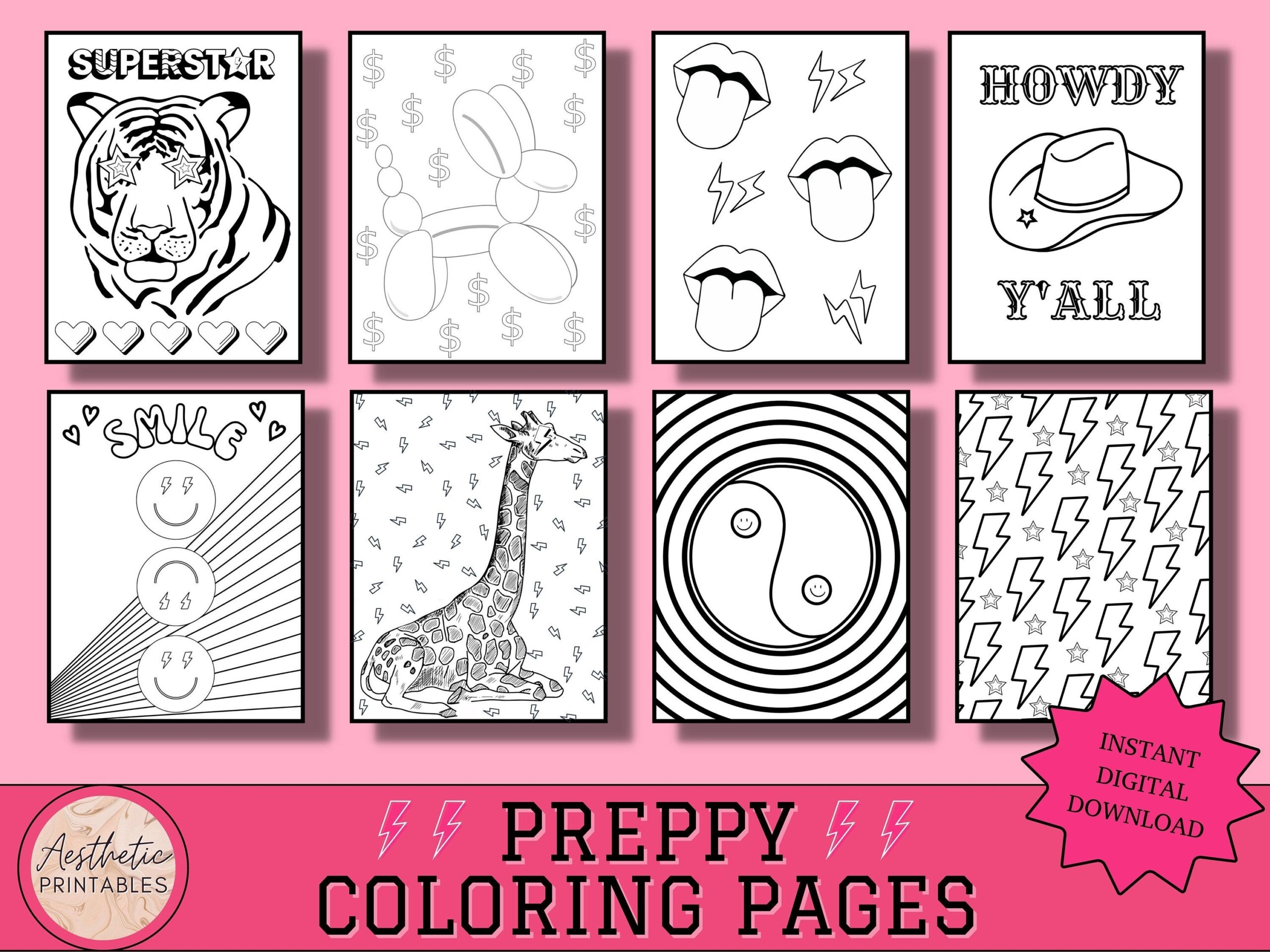 Preppy Coloring Pages Aesthetic Coloring Pages Printable Easy PDF Preppy Coloring Pages Aesthetic Coloring Pages Printable Easy PDF