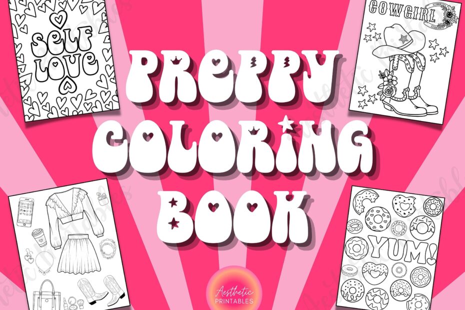 Preppy Coloring Pages Preppy Coloring Book Printable Easy Aesthetic