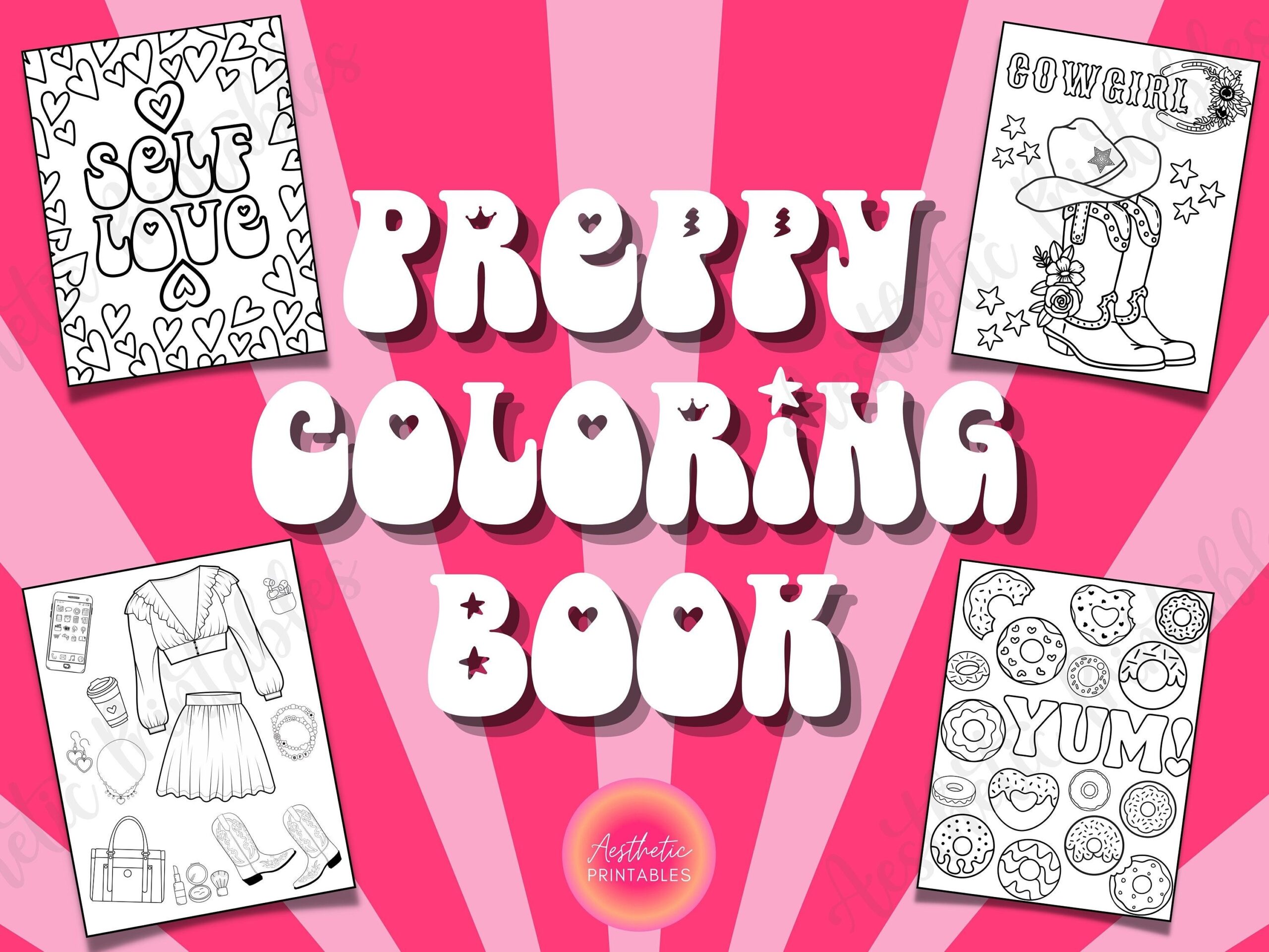 Preppy Coloring Pages Preppy Coloring Book Printable Easy Aesthetic 