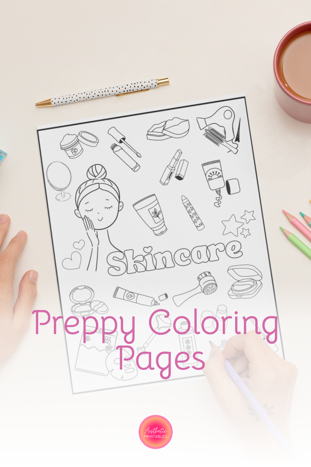 Preppy Coloring Pages Preppy Coloring Book Printable Easy Aesthetic Preppy Coloring Pages Preppy Coloring Book Printable Easy Aesthetic