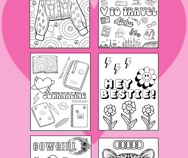 Preppy Coloring Pages Preppy Coloring Book Printable Easy Aesthetic