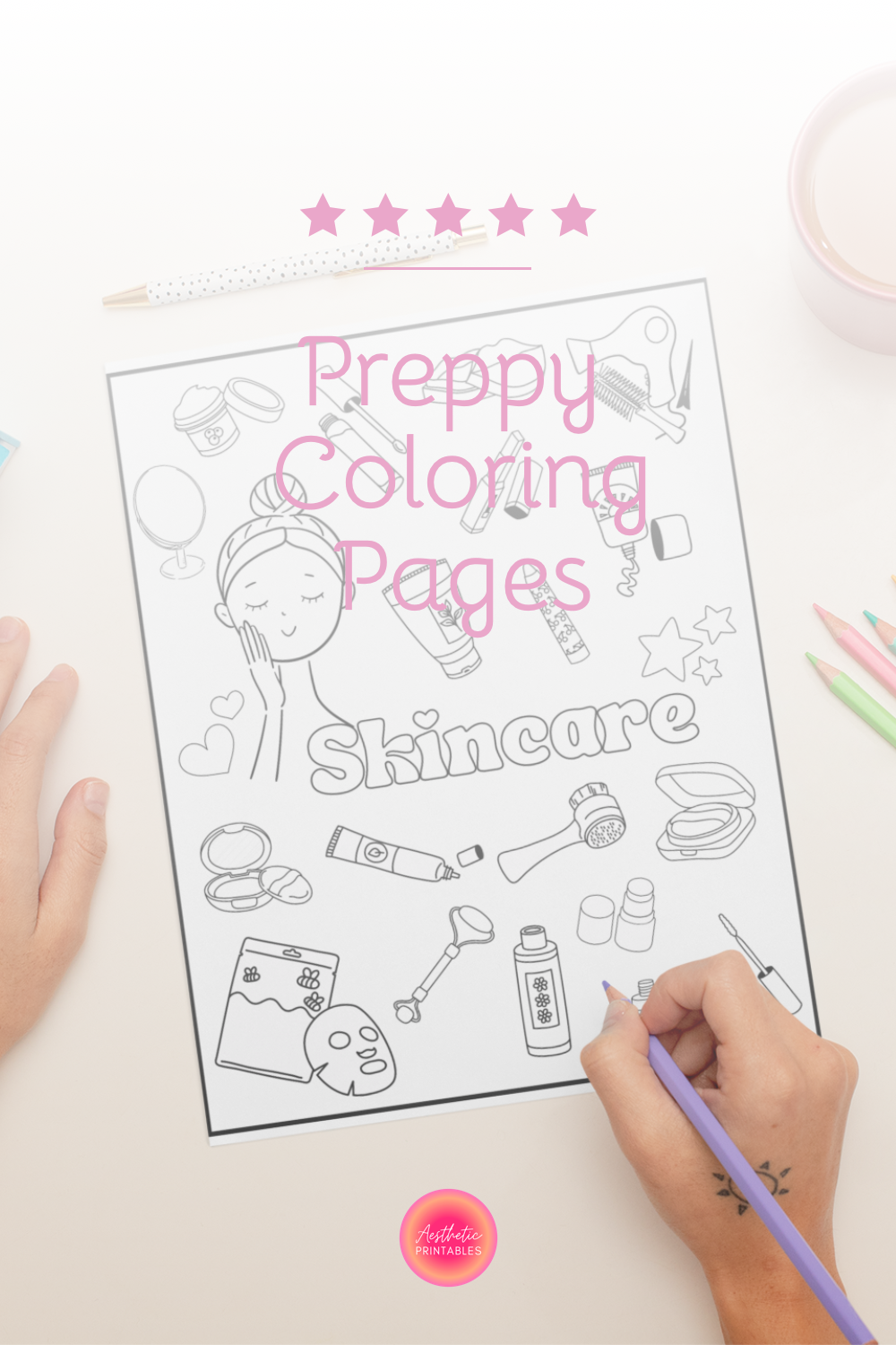 Preppy Coloring Pages Preppy Coloring Book Printable Easy Aesthetic Preppy Coloring Pages Preppy Coloring Book Printable Easy Aesthetic