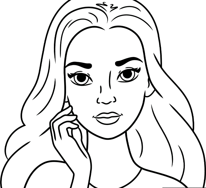 Pretty Girl Coloring Page Easy Drawing Guides