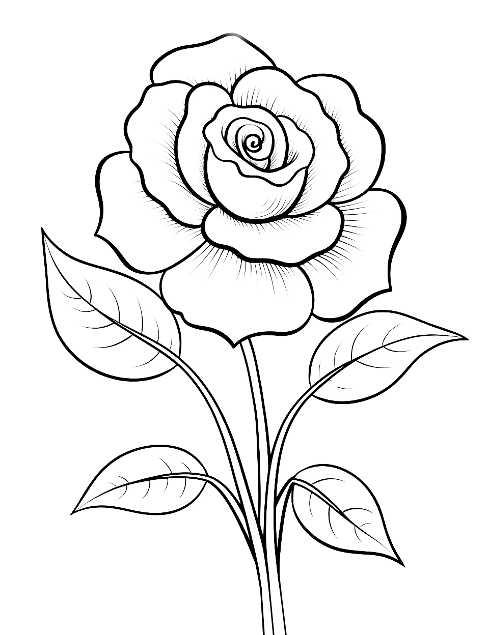 Pretty Rose Drawing Free Printable Coloring Page For Kids