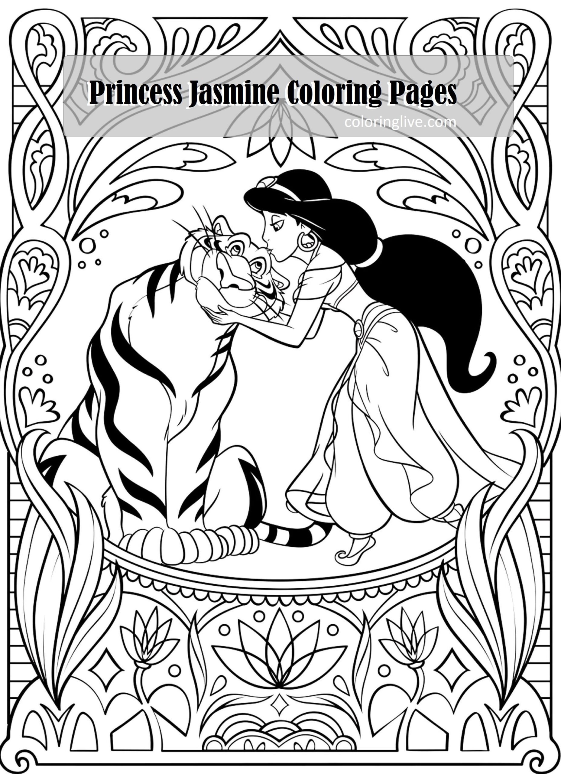 jasmine and tiger coloring pages