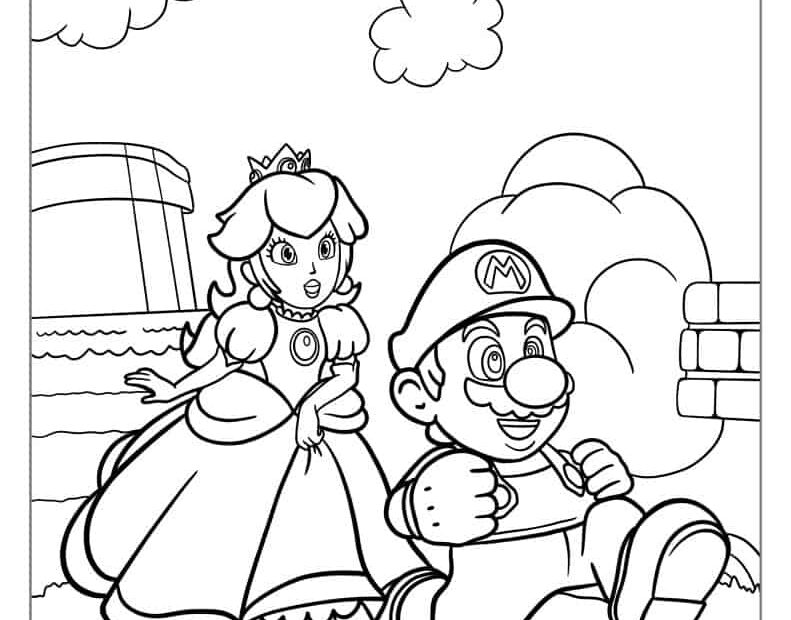 Princess Peach Coloring Page Free PDF Printables Coloring Home