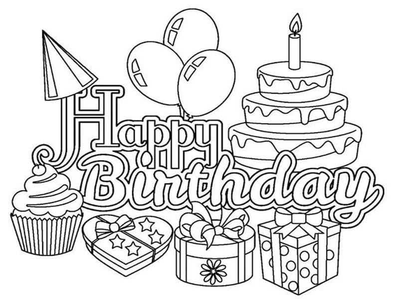 happy birthday coloring pages for adults happy birthday coloring pages for adults