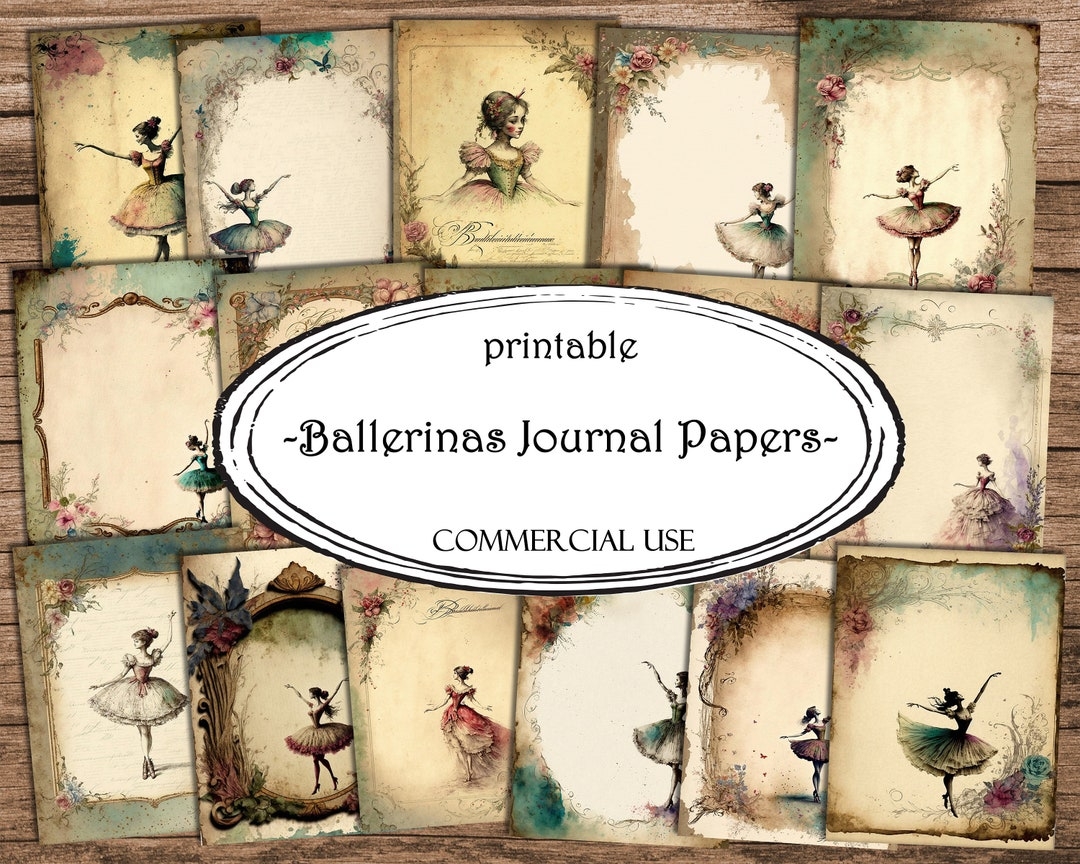 Printable Ballerinas Journal Papers Scrapbooking Pages Junk Etsy Printable Ballerinas Journal Papers Scrapbooking Pages Junk Etsy