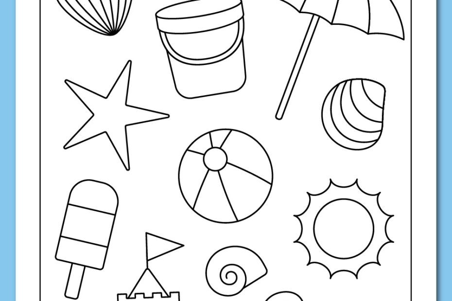 Printable Beach Coloring Page Chevron Lemon