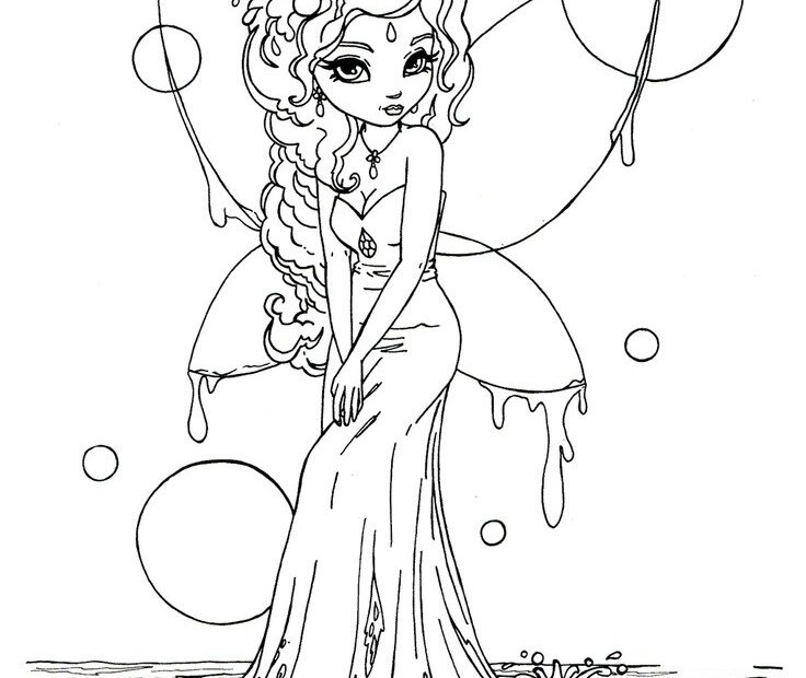 Printable Beautiful Fairy On Water Coloring In Pages For Kids