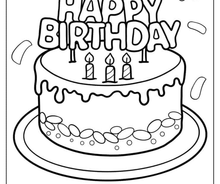 Printable Birthday Cake Coloring Page Free Coloring Sheet Printables