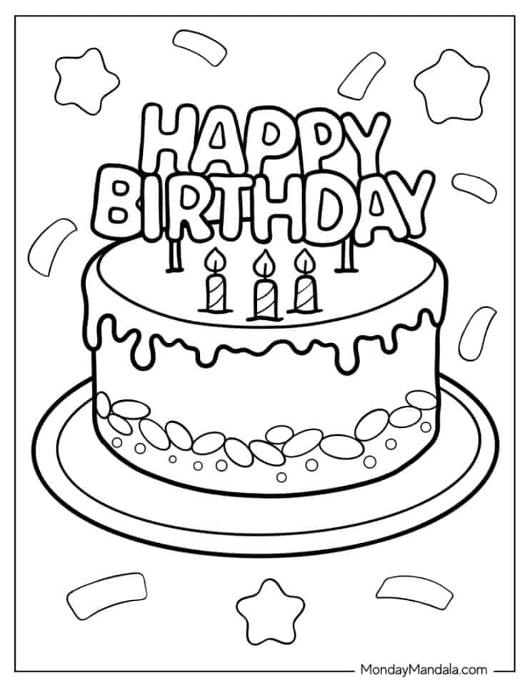 Printable Birthday Cake Coloring Page Free Coloring Sheet Printables Printable Birthday Cake Coloring Page Free Coloring Sheet Printables