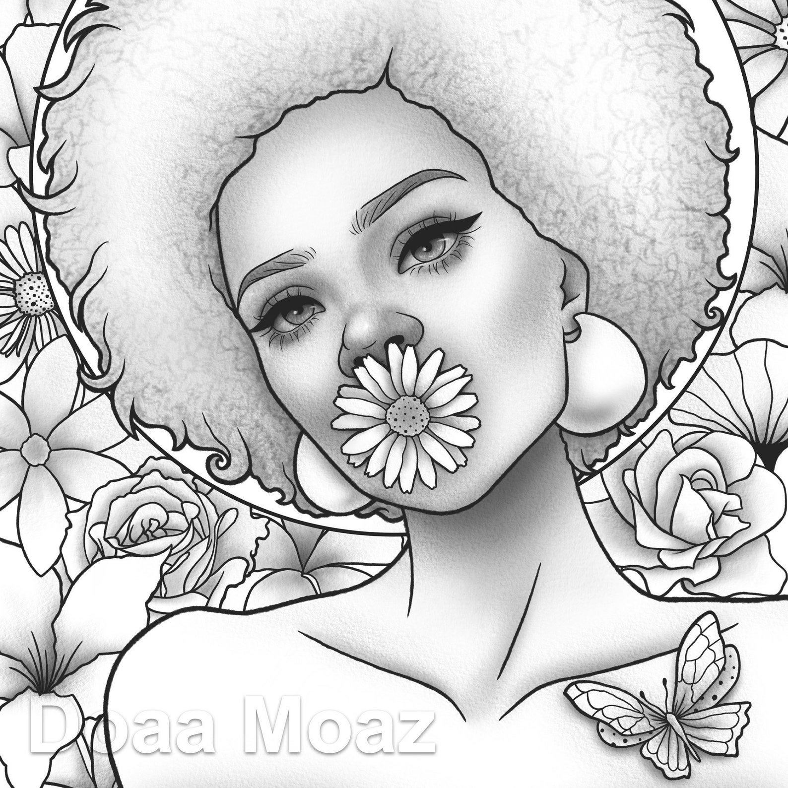 Printable Coloring Page Black Girl Floral Portrait In Coloring My XXX Printable Coloring Page Black Girl Floral Portrait In Coloring My XXX
