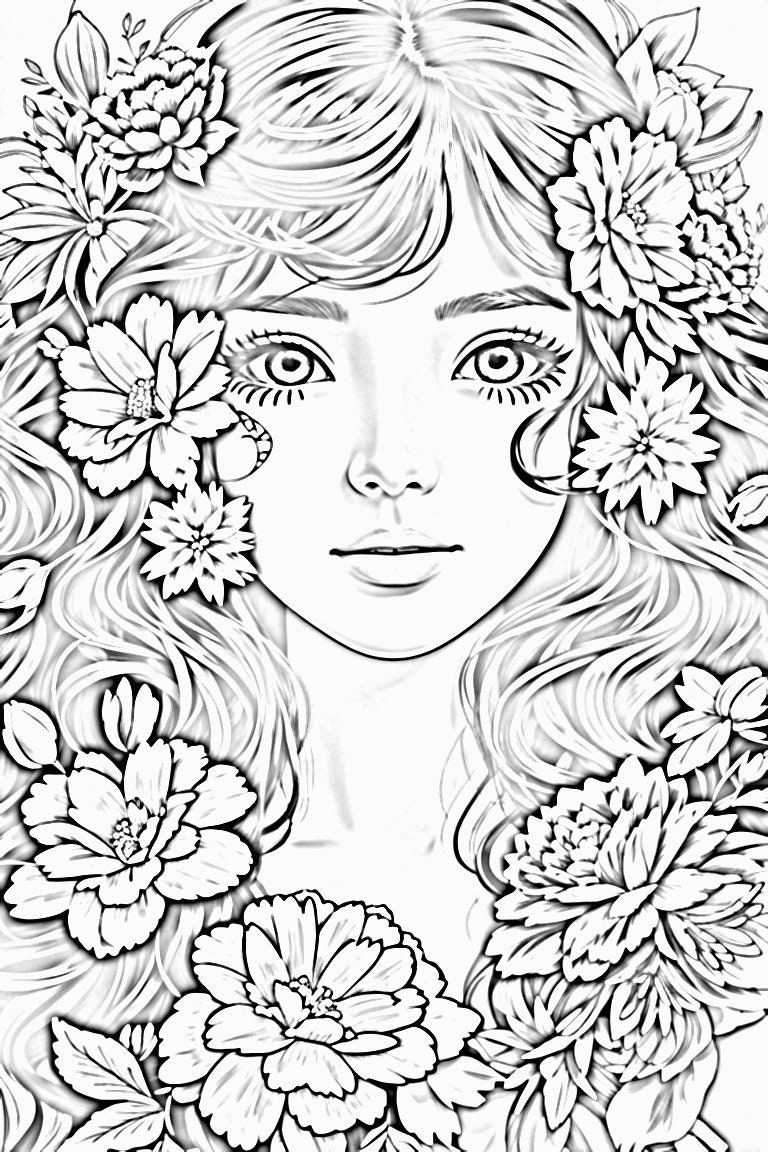 Printable Coloring Pages 12 Year Old Girl Digital Art Book Etsy Printable Coloring Pages 12 Year Old Girl Digital Art Book Etsy