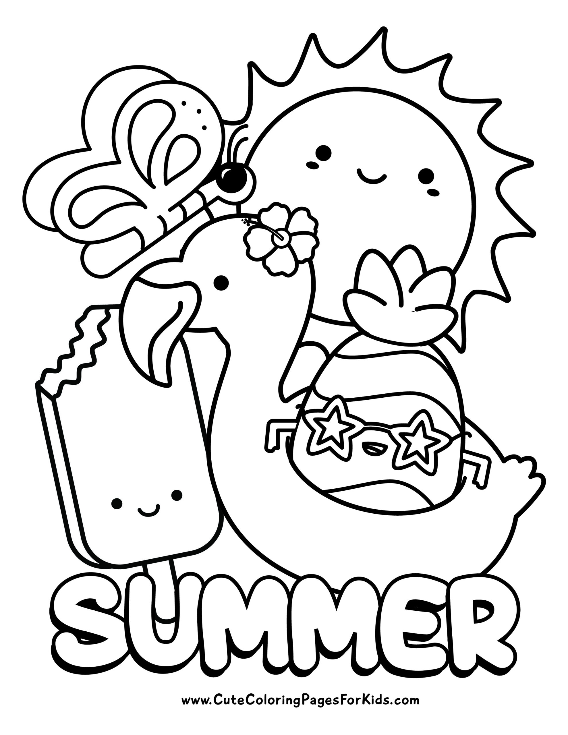 summer colouring pages printable