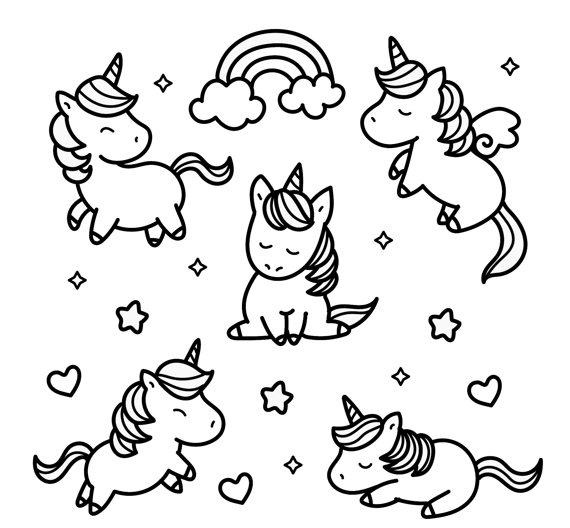 coloring page printable unicorns