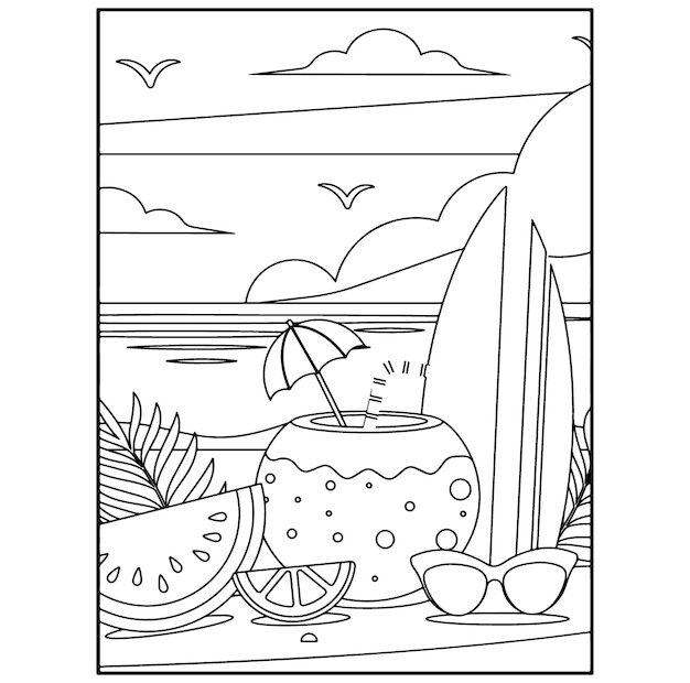 Printable Coloring Pages Summer Beach Infoupdate