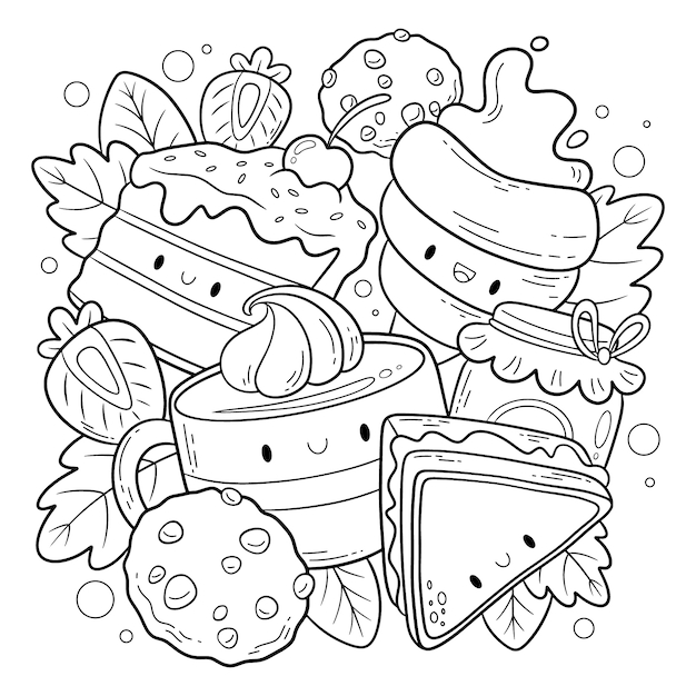 Printable Cute Kawaii Food Coloring Pages Bilarasa Printable Cute Kawaii Food Coloring Pages Bilarasa