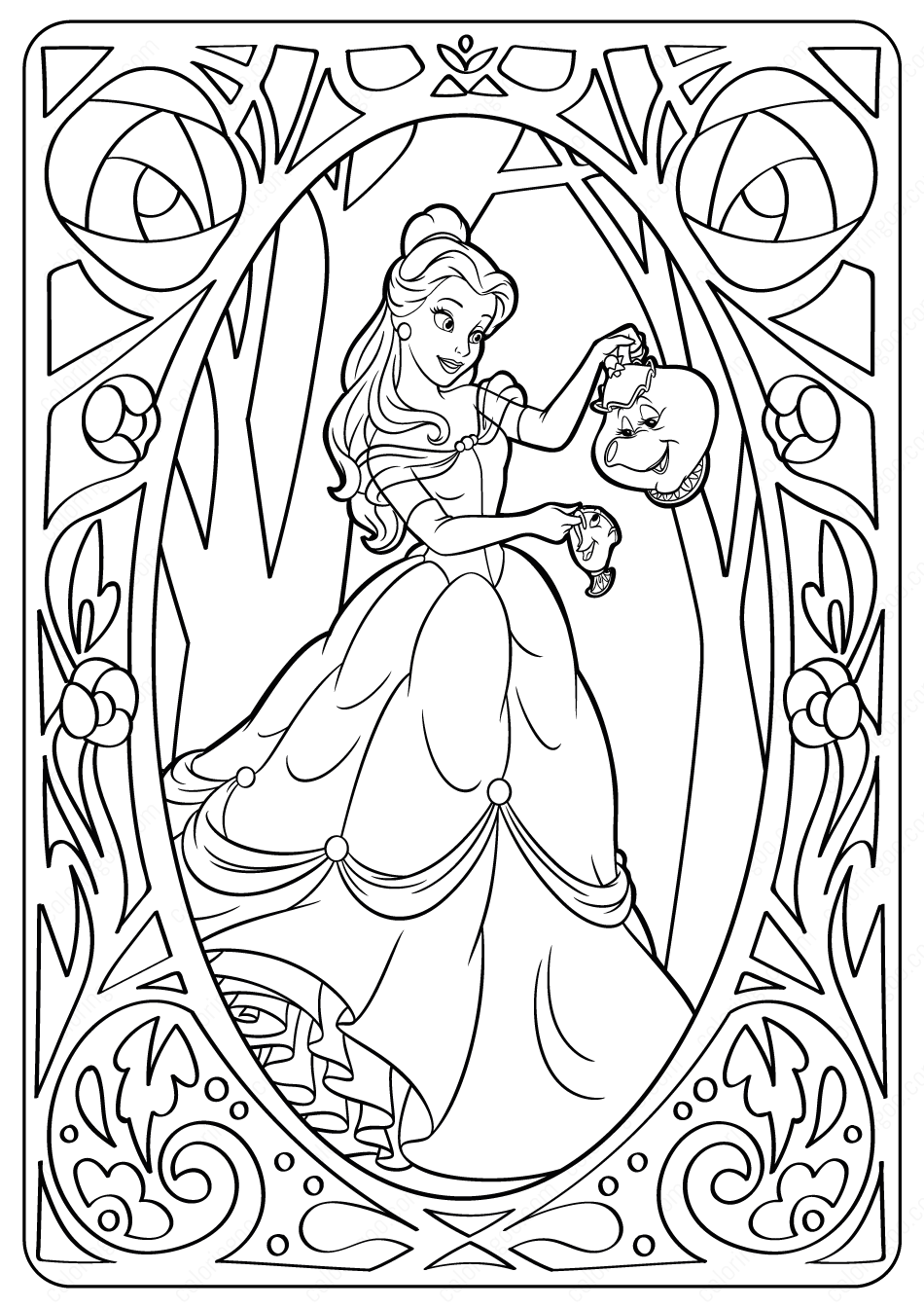 belle printable coloring pages