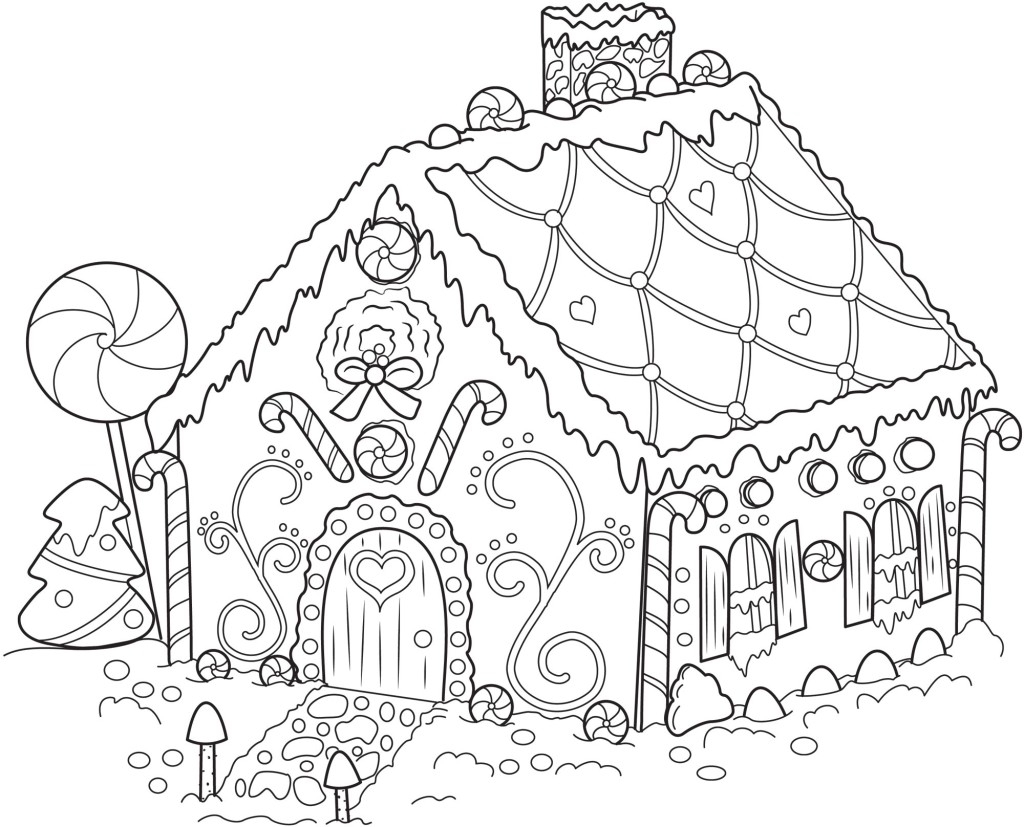 gingerbread house coloring page printable