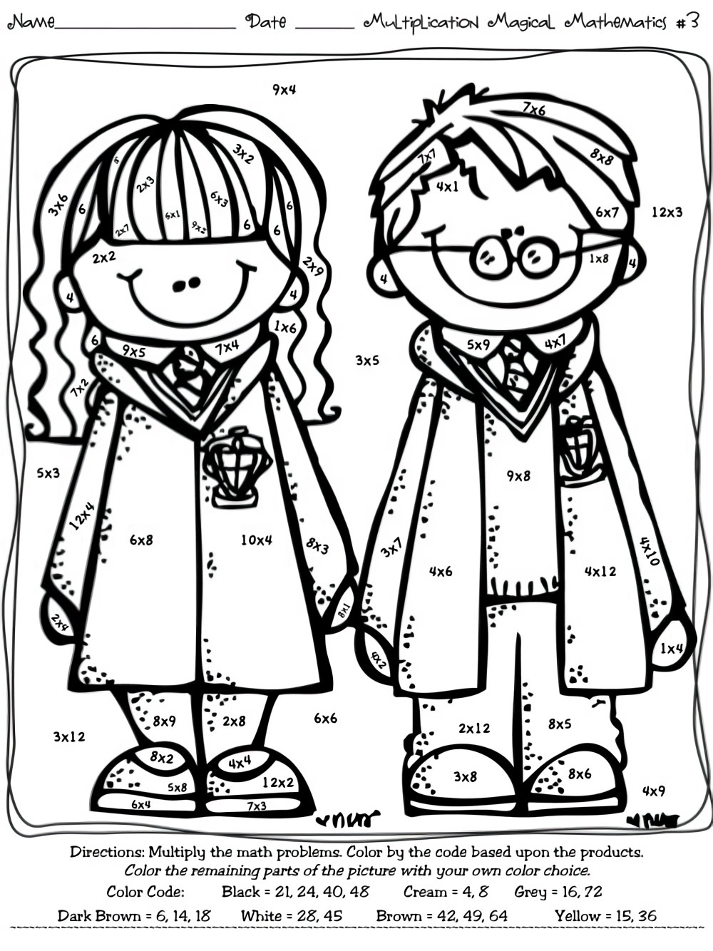 Harry Potter color by number