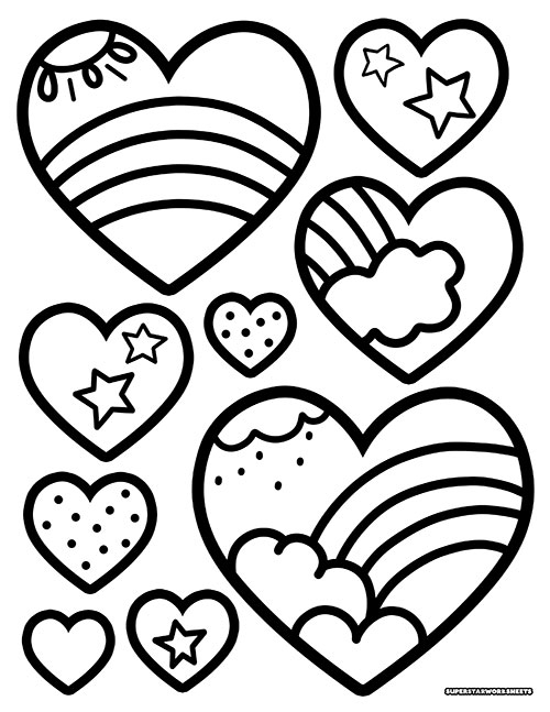 heart printable coloring page