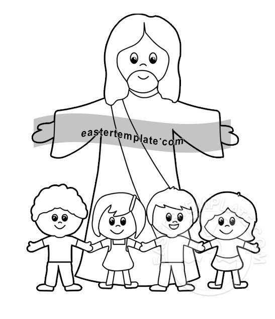 Printable Jesus Christ With Kids Easter Template Printable Jesus Christ With Kids Easter Template
