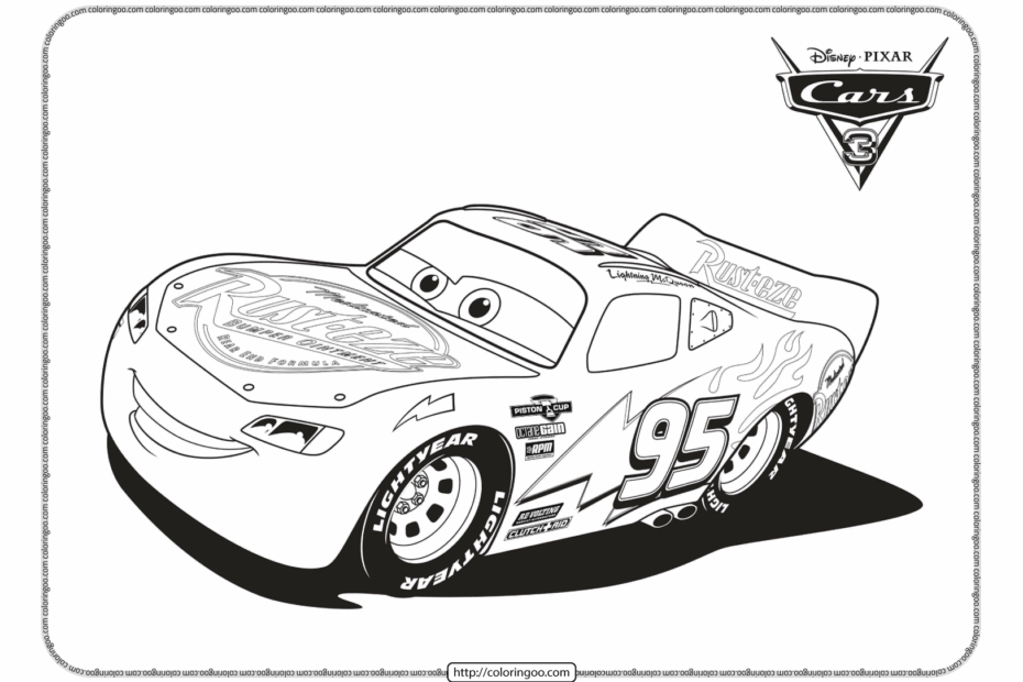 Printable Lightning McQueen Coloring Sheet