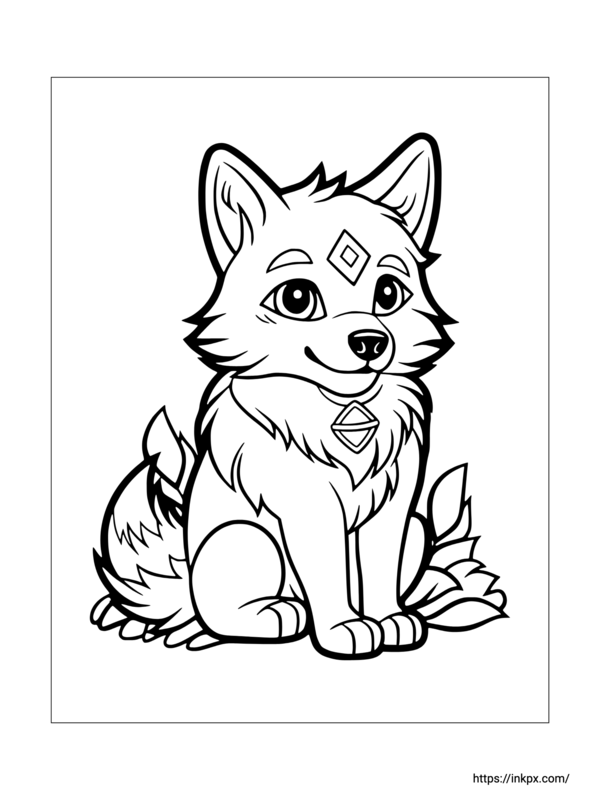 Printable Little Wolf Coloring Sheet InkPx